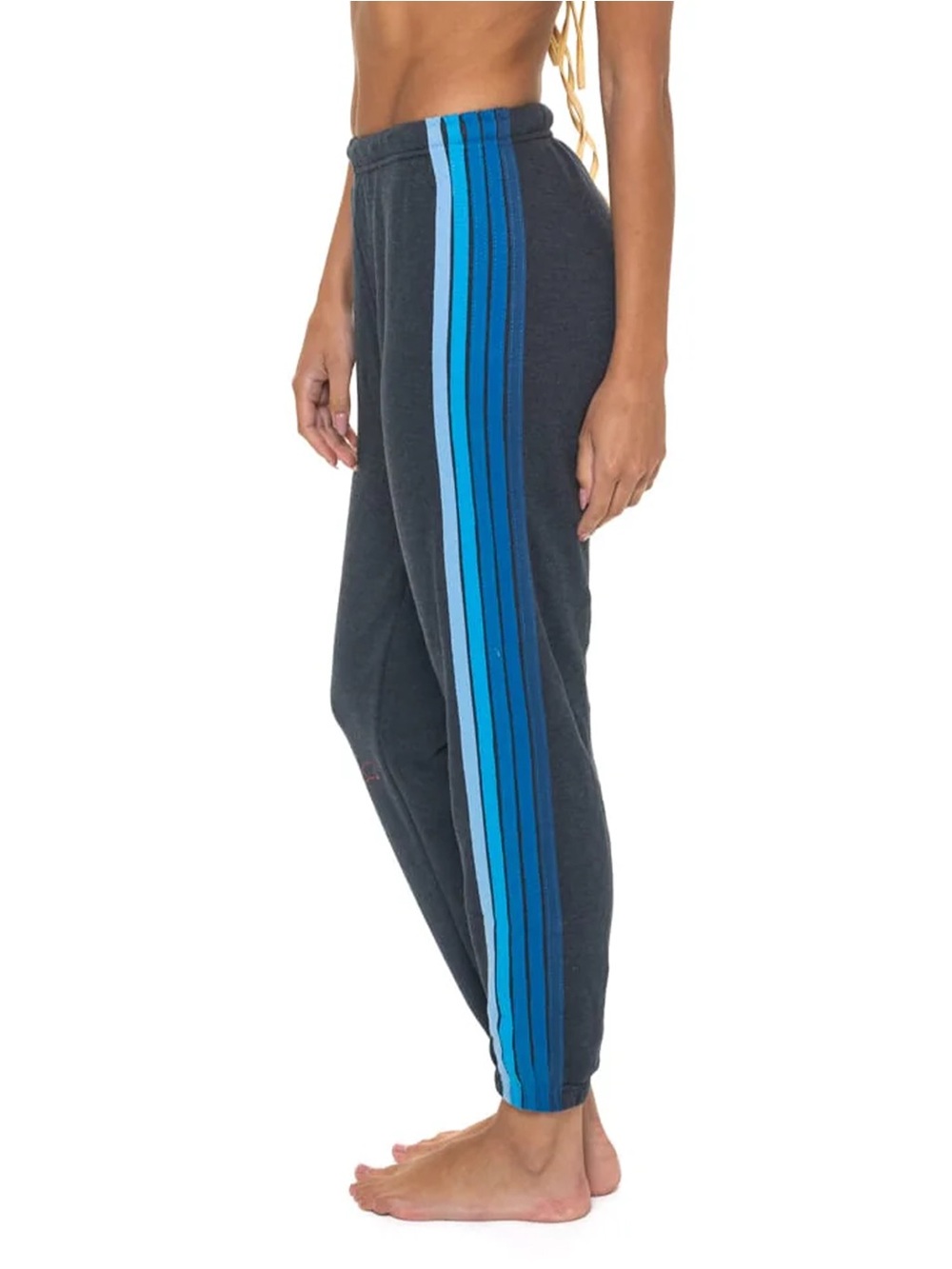 Aviator Nation 5 Stripe Sweatpants in Charcoal Blue Size Small